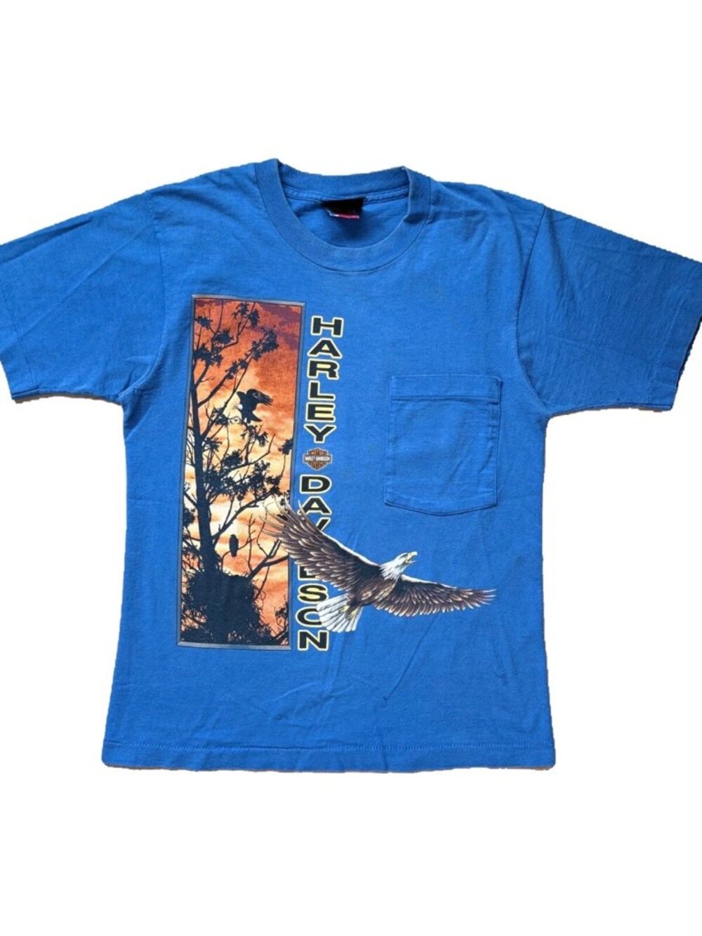 Harley-Davidson Blue Eagles Pocket Tee S Milwaukee Made in USA